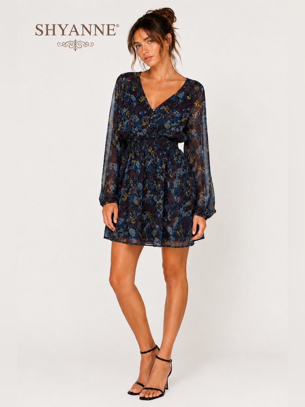 Shyanne Floral Long Sleeve Mini Dress Medium Counter Western Boho Whimsigoth B2